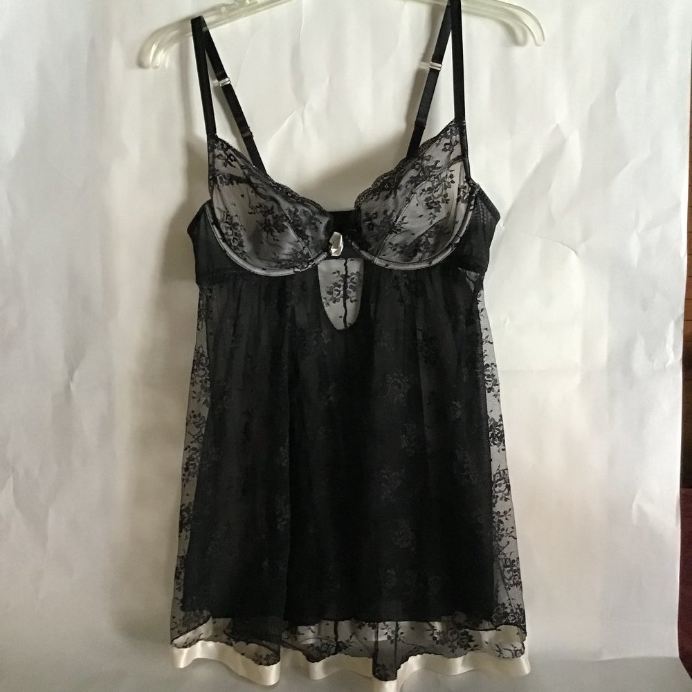 Sexy black see through mesh lingerie/baby doll teddy, no size tag